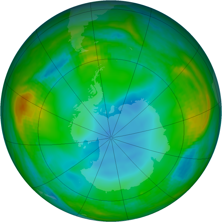 Antarctic ozone map for 03 July 1989